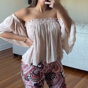 Elegant Off-Shoulder Cream Top
